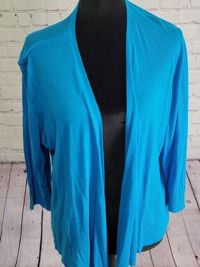 Chico's Bright Turquoise Open-Front Cardigan Size 3 = XL